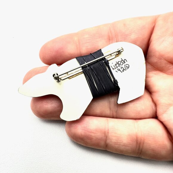 Vintage Artisan Liztech Brooch Pin Polar Bear Designer Unique - Picture 2 of 4